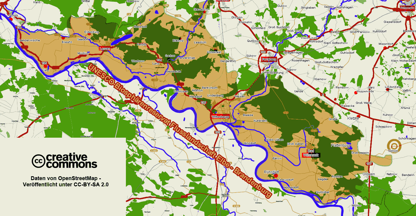 Flusslandschaft Elbe Karte